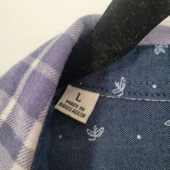 Jachs Girlfriend Womens shirt Size L Cozy Flannel snap up blue plaid (lot of 2) - Picture 7 of 7